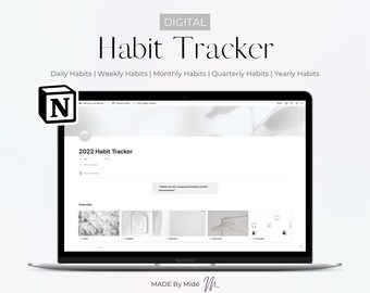 Digital Habit Tracker | Notion Template | Daily Weekly Monthly Habit Tracker Habit Log