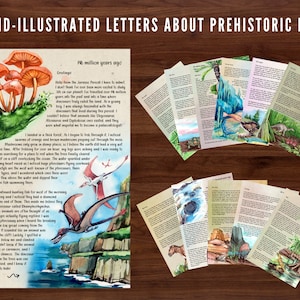 Cartas ilustradas / Fósil de dinosaurio / Planes de lecciones para niños / Currículo de educación en el hogar / Paleontología / Dinosaurios / Imprimible / Actividad para niños / Educación en el hogar / T-rex