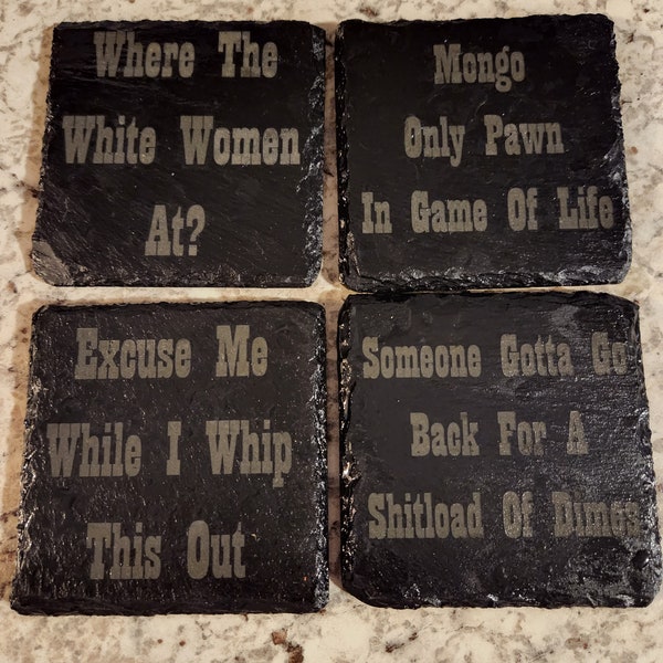 Blazing Saddles slate coasters