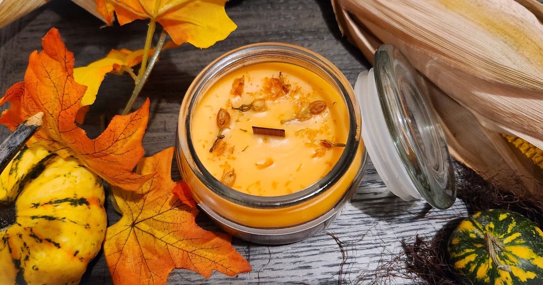 Pumpkin & Vanilla Scented Candle, Made With a Blend of Soy and Paraffin