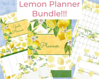 Lemon-themed printable planner bundle - Includes Lemon planner and Lemon goals planner