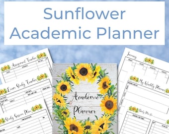 Sunflower Academic Planner for Teens - High School Planner - School Planner for Teenagers - Study Planner for College