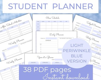 Academic Planner Printable, Goal Setting for High School, Middle School Planner, Student Planner Printable, Periwinkle Planner for Teens