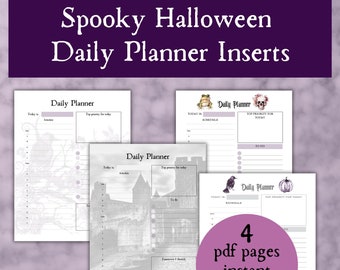 Halloween daily printable planner template - Spooky daily planner pages - Planner inserts for Halloween - Goth printables