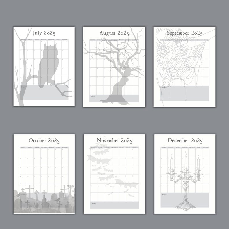 2025 Spooky Goth Calendar Download Goth Printable Planner Pages Il 794xN.6232999141 79y3