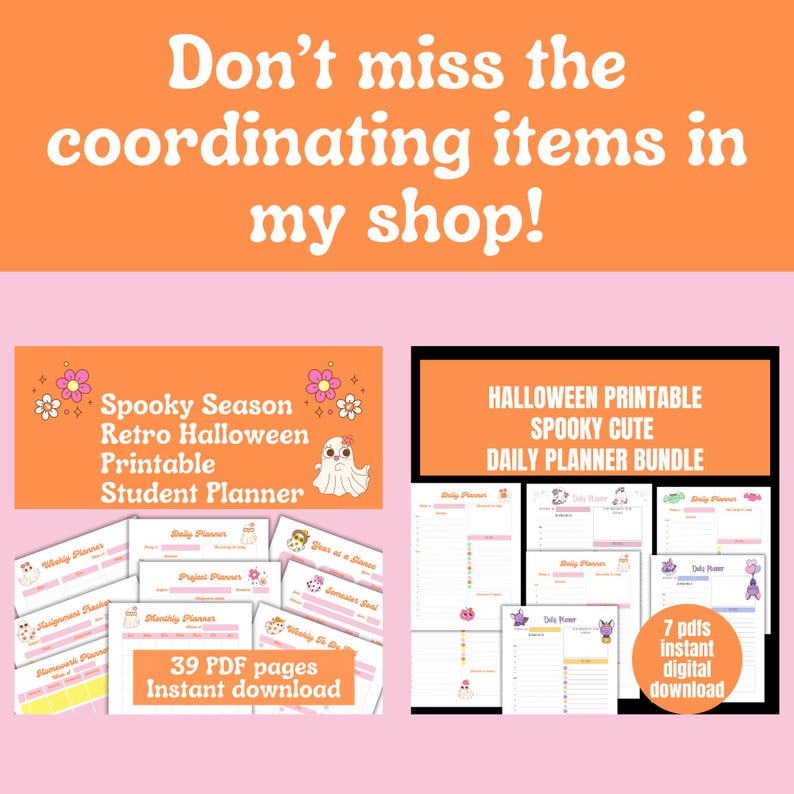 Spooky Cute Printable Weekly Planner, Halloween Bundle Cute Planner for ...