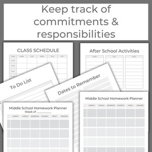 Middle School Planner Printable, Middle School Organization, ADHD ...