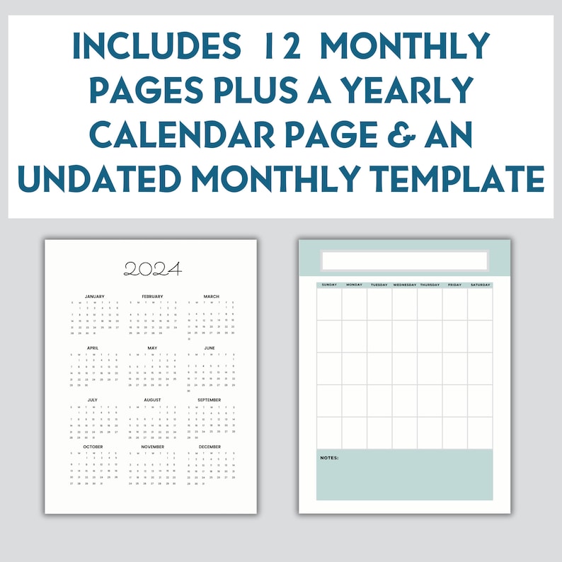 Sage Green Calendar 2025 Printable, Modern Calendar PDF, Simple