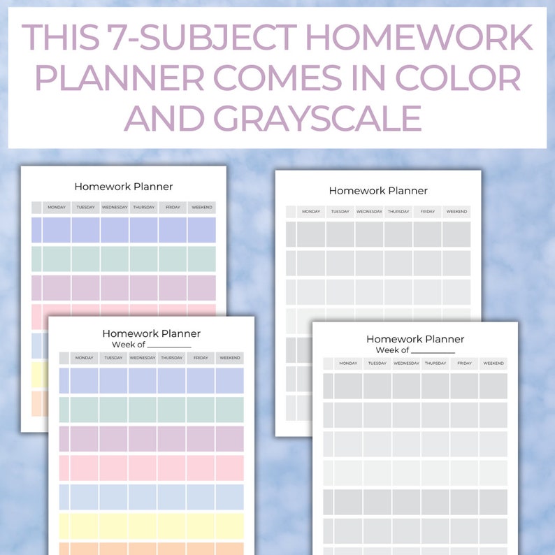 Homework Planner Printable, Middle School Planner, Study Planner ...