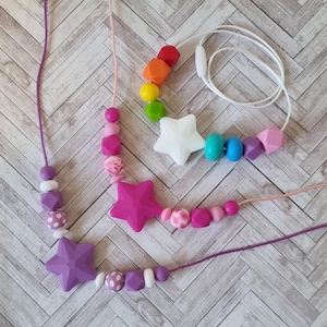 Star silicone necklace | silicone bead star necklace | toddler necklace| kids sensory necklace | fidget necklace | stim jewellery