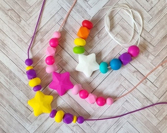 Star silicone necklace | silicone bead star necklace | toddler necklace| kids sensory necklace | fidget necklace | stim jewellery
