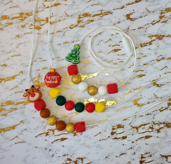 Christmas Silicone Necklace, Kids Christmas Necklace, Toddler