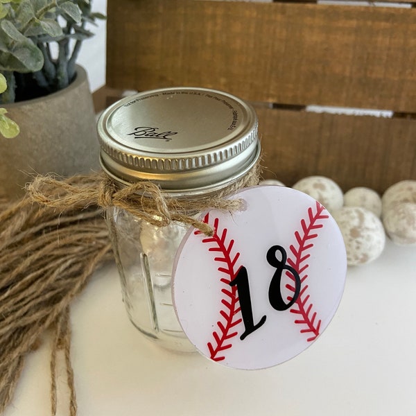 Memory jar, jar of dirt tag, baseball mementos, softball mementos, coach gift, senior night, player gift, personalized, custom tag,