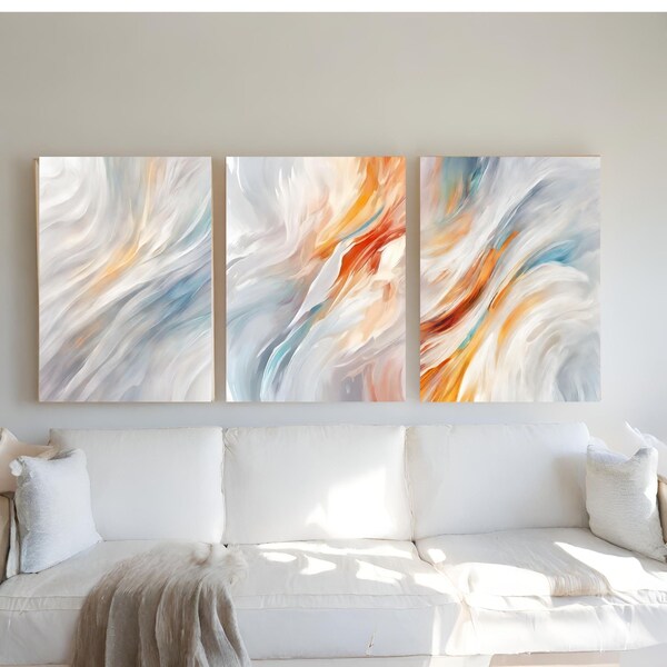 Art print, wall art, abstract art, wind and fire, digital print set of 4,  elegant, instant download, posters, decor