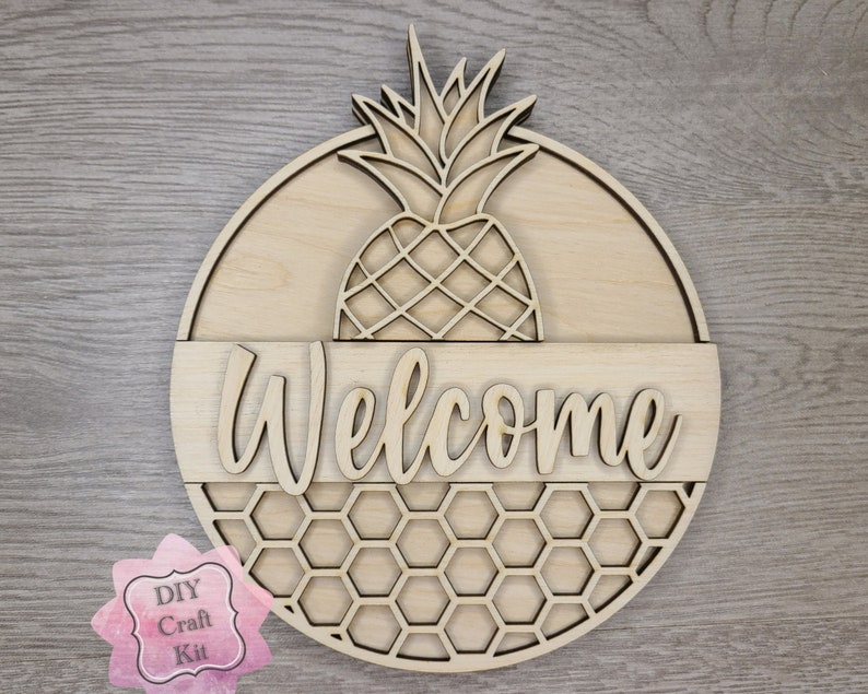 Pineapple Home Sign Craft Kit DIY Paint Kit Tier Tray Wood