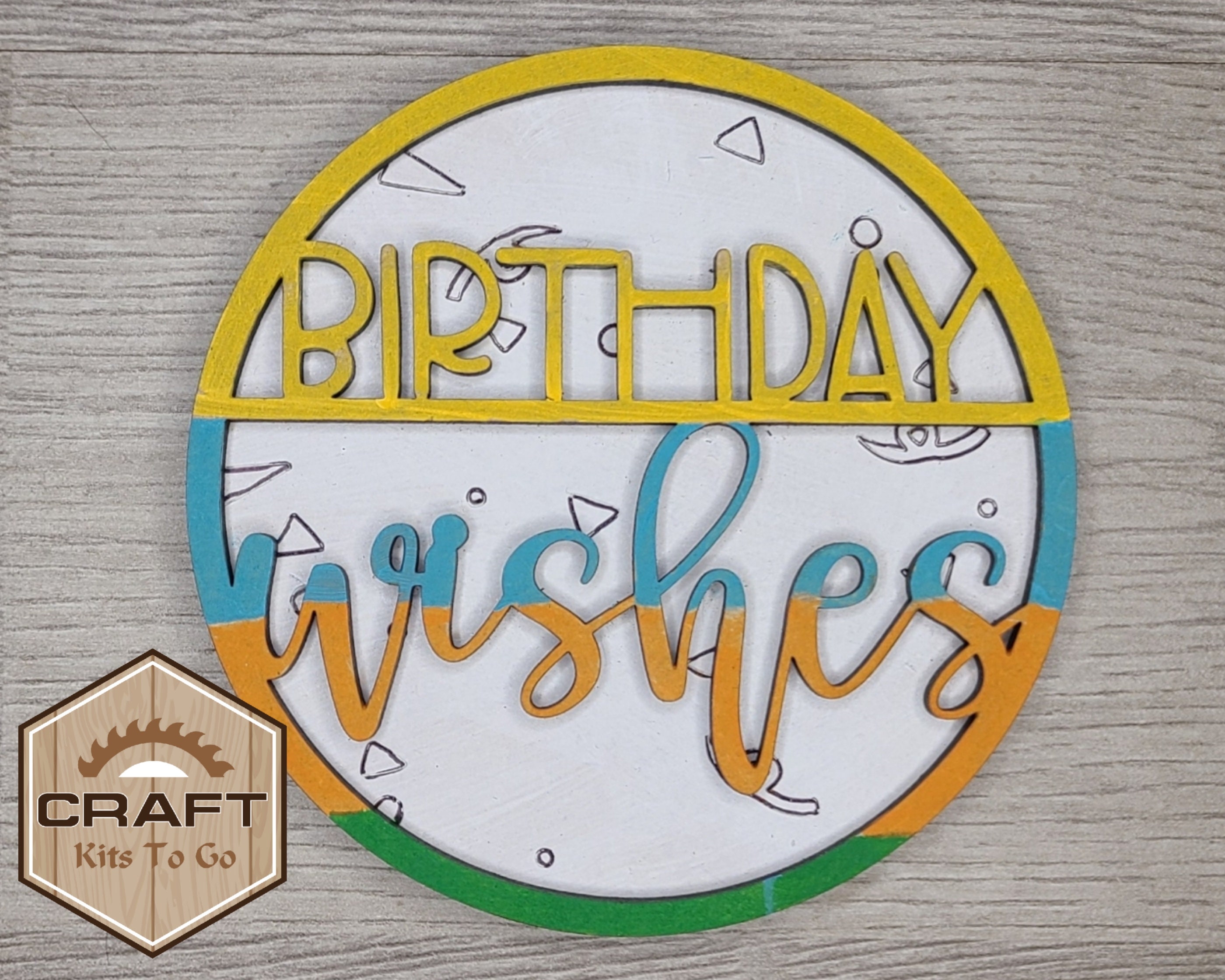 Birthday Celebrate Party Craft Kit DIY Paint Kit Tier Tray Wood Shape