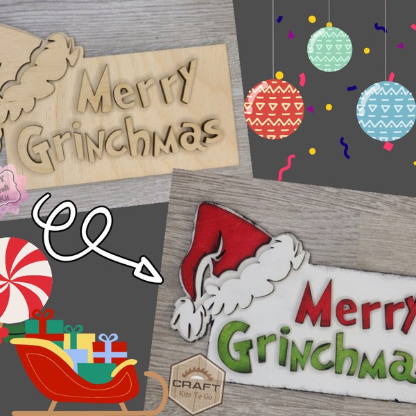 Grinch | Christmas Decor | Christmas Crafts | Holiday Crafts | DIY Craft Kits | Paint Party Supplies | #3453 Wood Cutouts Wood Shapes