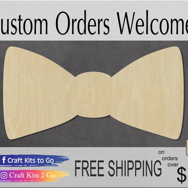 Bow Tie Sunday best Church Dress up Wood Shape Cutout #1210 Wood Cutouts Wood Shapes Laser Wood Cutout