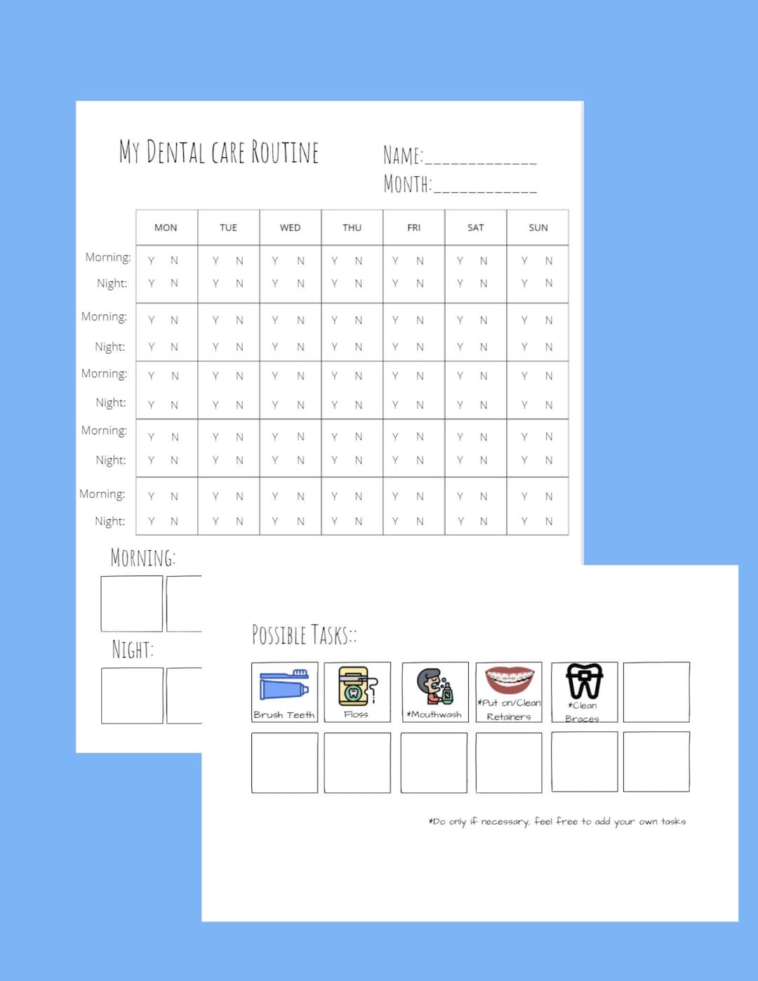 Printable Dental Care Checklist Log/children's Teethcare Checklist Etsy Canada