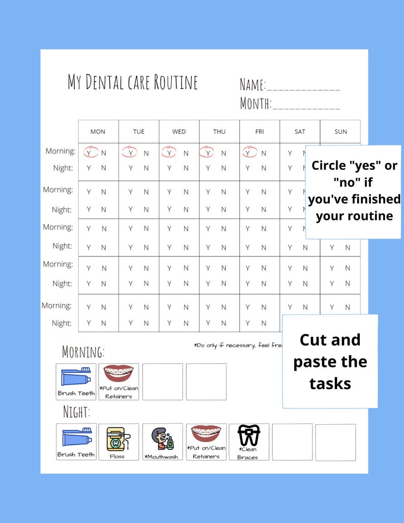 Printable Dental Care Checklist Log/children's Teethcare Checklist