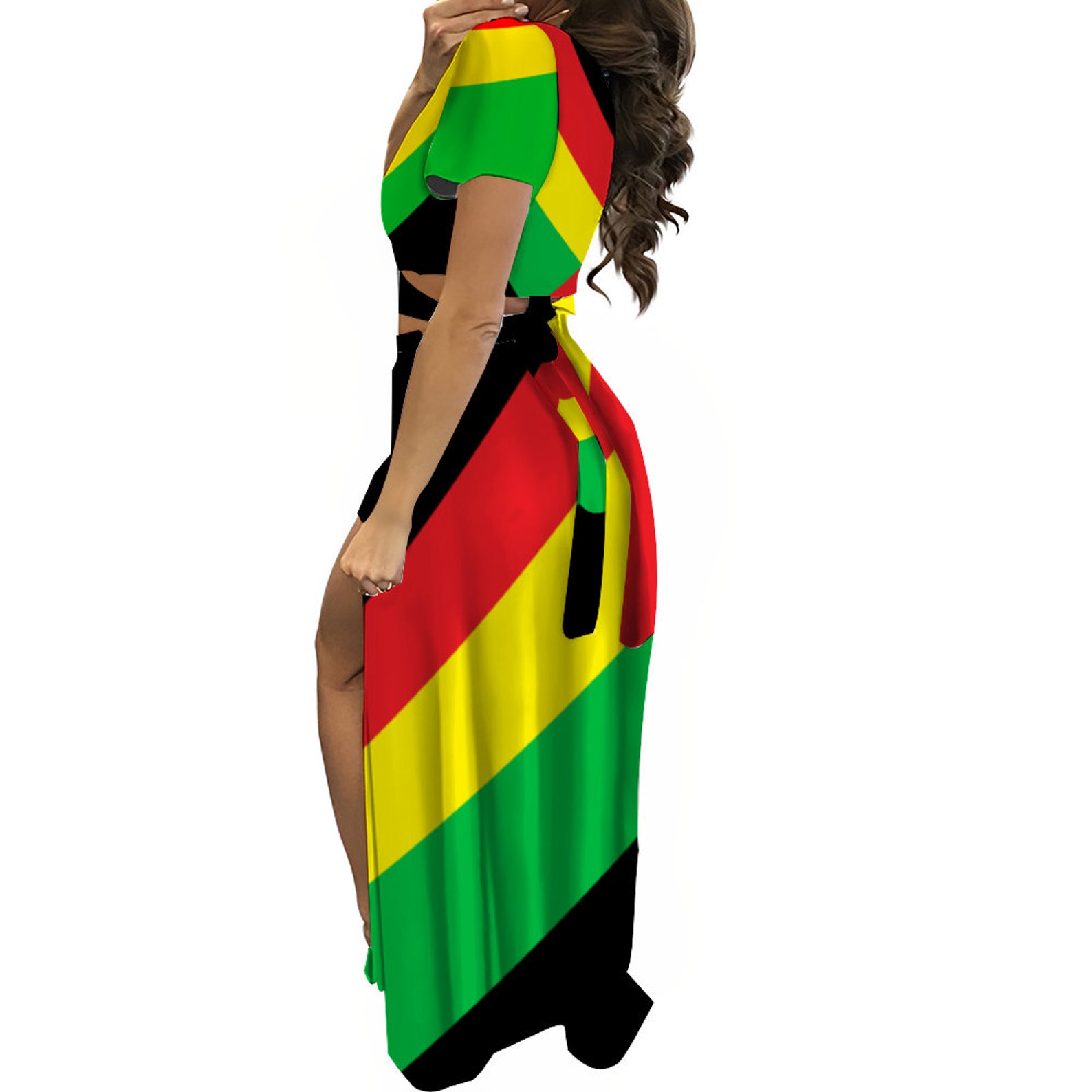 Jamaica Two Piece Outfit Vneck Top and Long Skirt Set Etsy