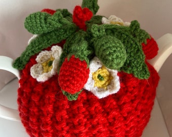 Flower- strawberry tea cosy large