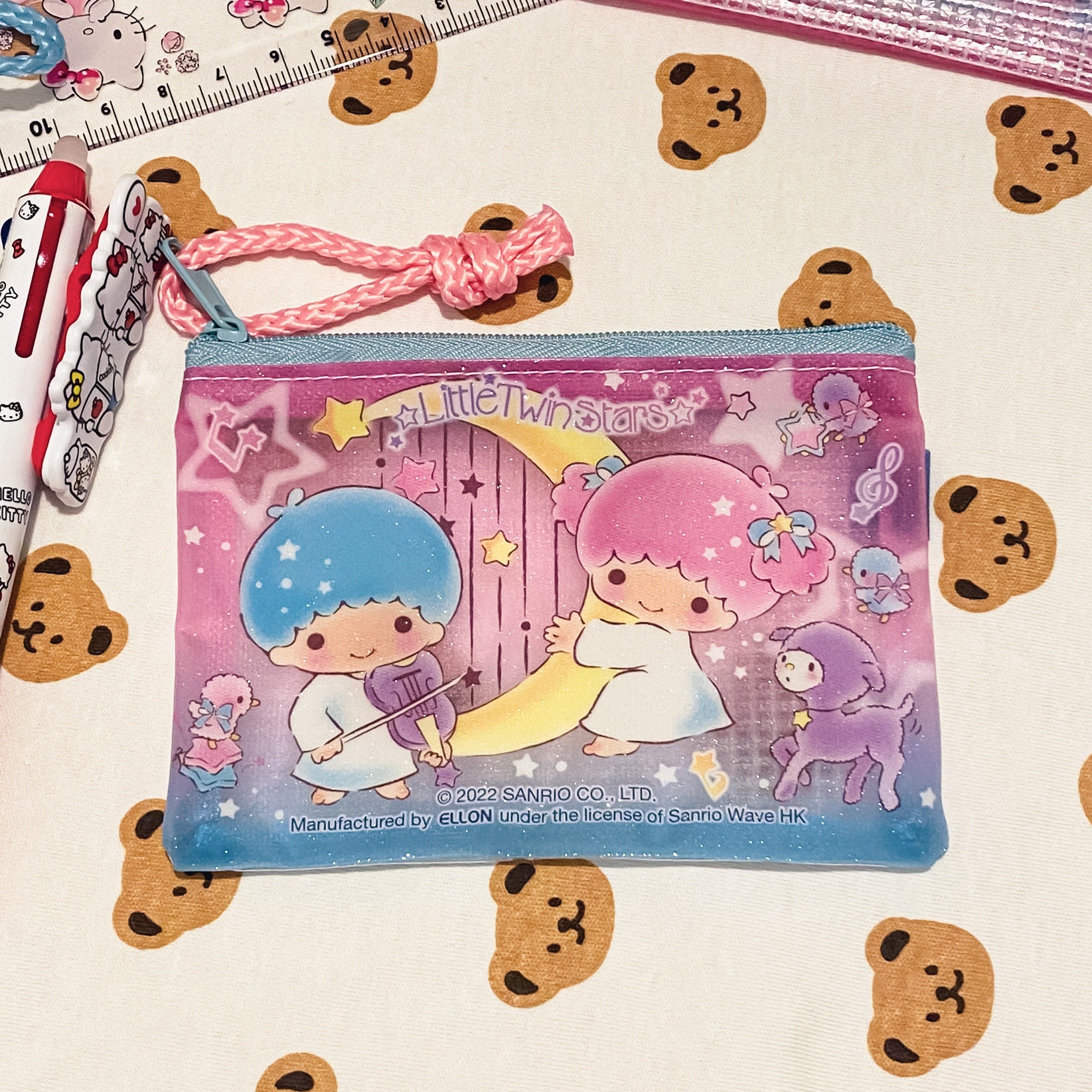 Sanrio Little Twin Stars Glitter Mini PVC Mesh Purse Pocket Bag