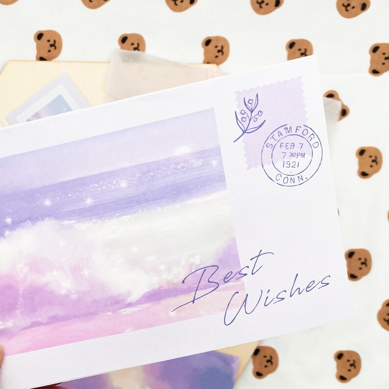 Pastel Color Ribbon Card Letter Set Elegant Cloud Themed for Lovers ...
