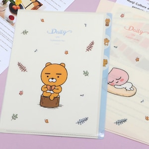 Korea Kakao Friends A4 File Folder Ryan Apeach Organise Document 5 tab dividers Birth Certificate Pet holder office school work from home