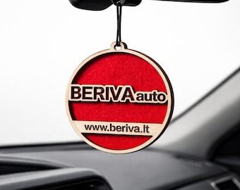 Custom Logo Wooden Car Air Freshener, Double-Sided Business Branding Diffuser