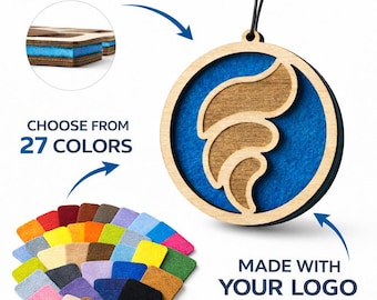 Custom Logo Wooden Car Air Freshener, Double-Sided Business Branding Diffuser