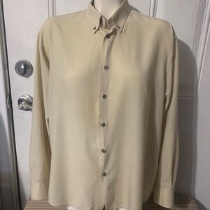 Vintage 90er Jahre Woods & Grey Hemd Gr.M, Vintage Oversized Beiges Hemd, Unisex Hemd.