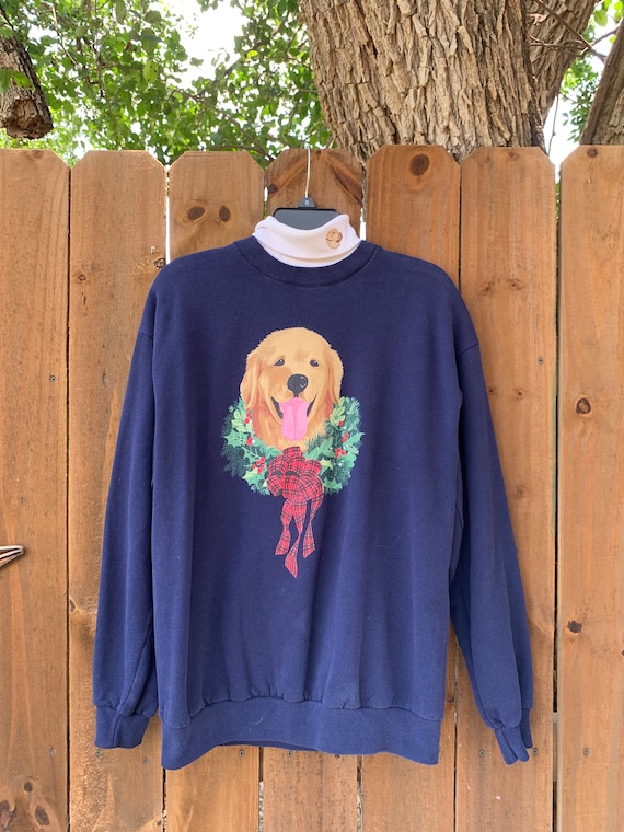 90s Vintage cute Labrador Retriever Embroidered Turtle Neck 