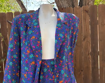 1989-1990s Vintage Liz Claiborne Floral Balzer & Shorts size 10 RN5200, True Vintage ladies suit, Fashionwear, Summer, Vacation.