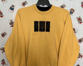 90s Vintage Yellow Mock Neck Grandma sweatshirt by Morning Sun size 2XL, Cute, 90s vibes, Cottagecore.