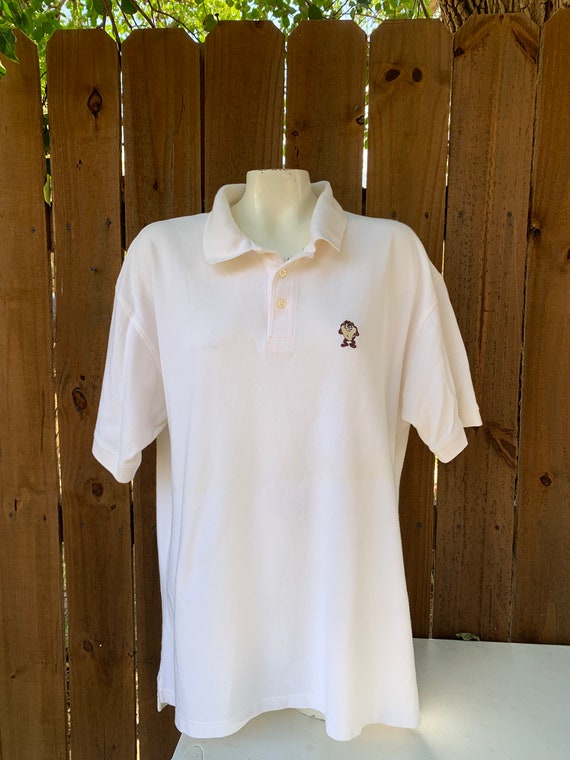 90's Vintage Taz Golf Embroidered Polo Shirt Size XL, Beige