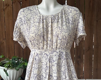 1989-1990s Vintage Styleworks Beige/Purple Floral Jumpsuit size 10 RN82631, Cottagecore, Sumer, Rayon.