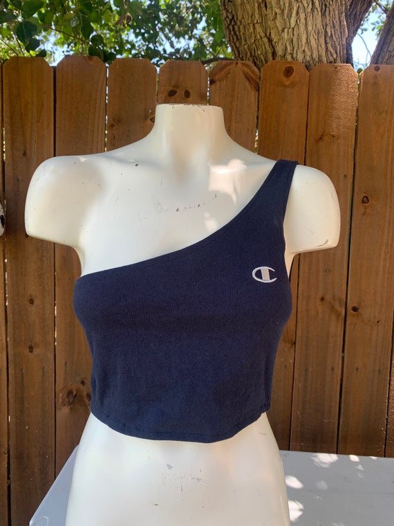 Y2K Vintage Champion one shoulder crop top size Sm