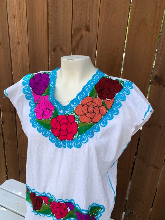 Vintage 90’s Mexican blouse size Large, boho embr… - image 3