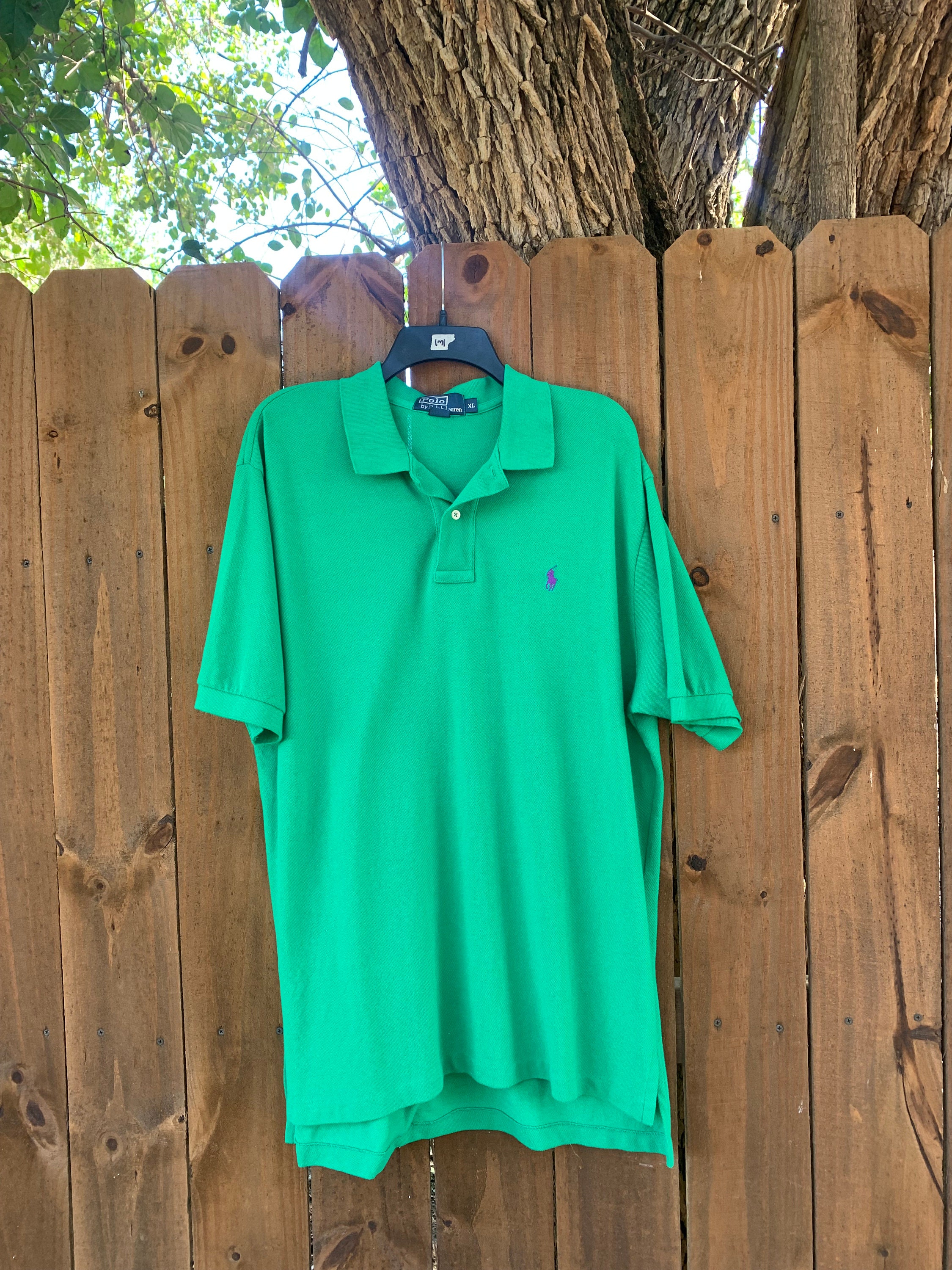 Polo by Ralph Lauren グリーン made in USA Vintage Polo by Ralph Lauren Green/purple Polo Shirt Size XL