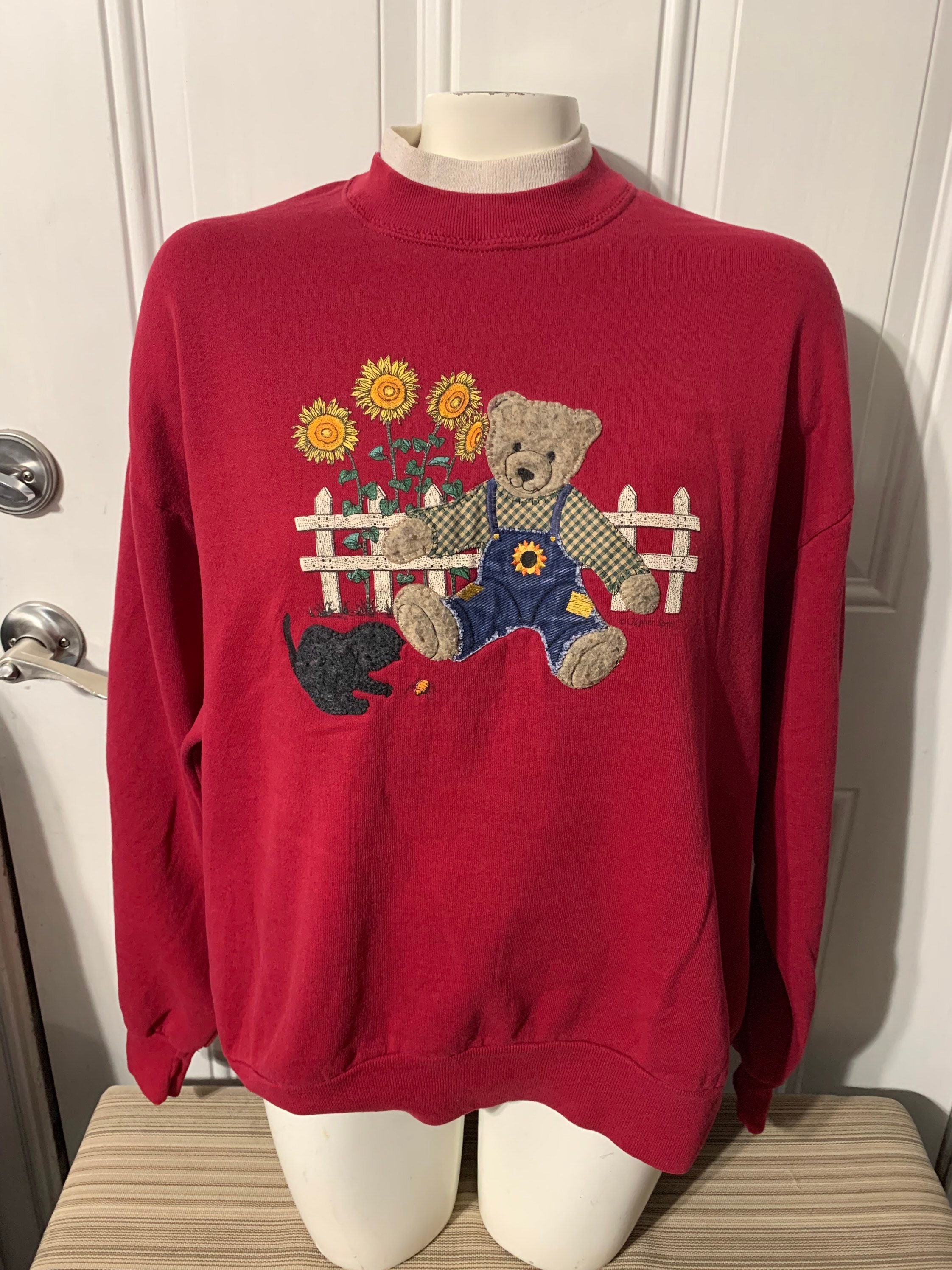 Vintage 90s Teddy Bear Crew Neck Pullover Sweatshirt