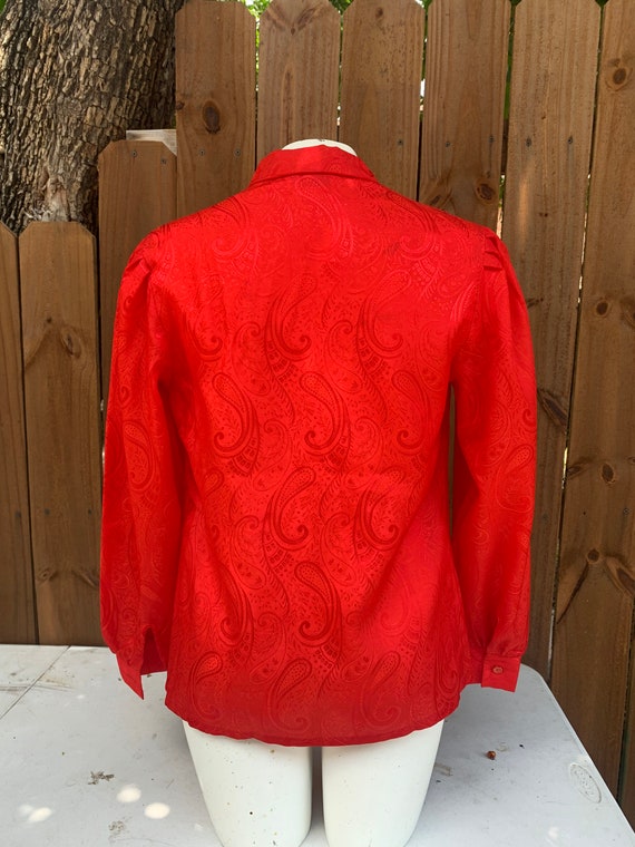 70s Vintage Bryn Mawr by Bobbie Brooks red blouse… - image 6