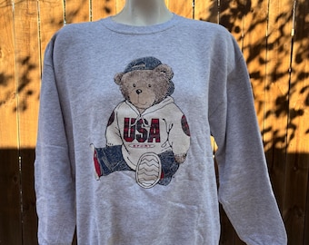 ま*☆様 SPUMONI BY FRANKO くまさんスウェット USA製 80 Vintage Christmas Spumoni by Franco Teddy Collared Sweatshirt Size