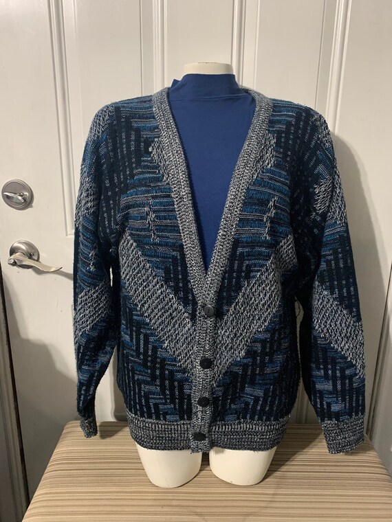 Vintage 80s Men’s cardigan sweater size Medium. - image 4