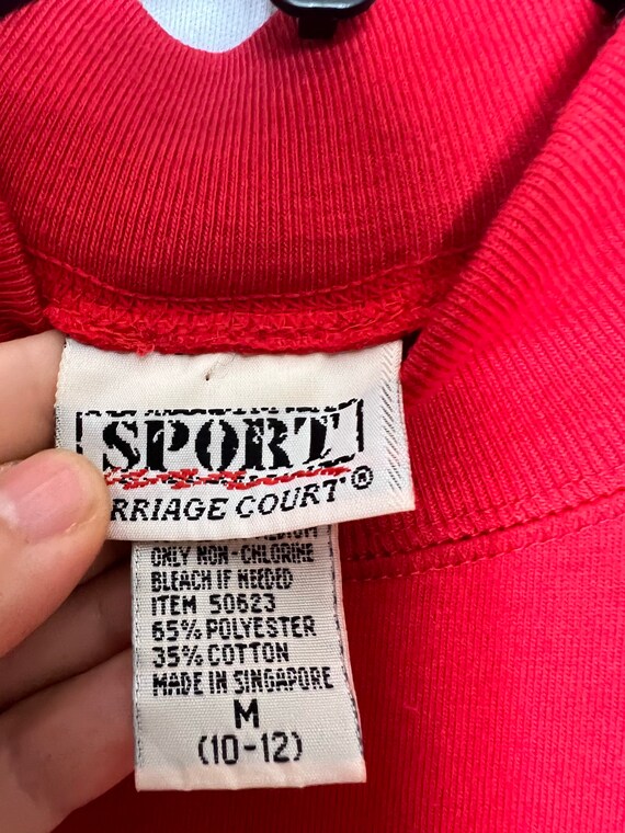 90s vintage red turtleneck blouse size M, one sin… - image 3