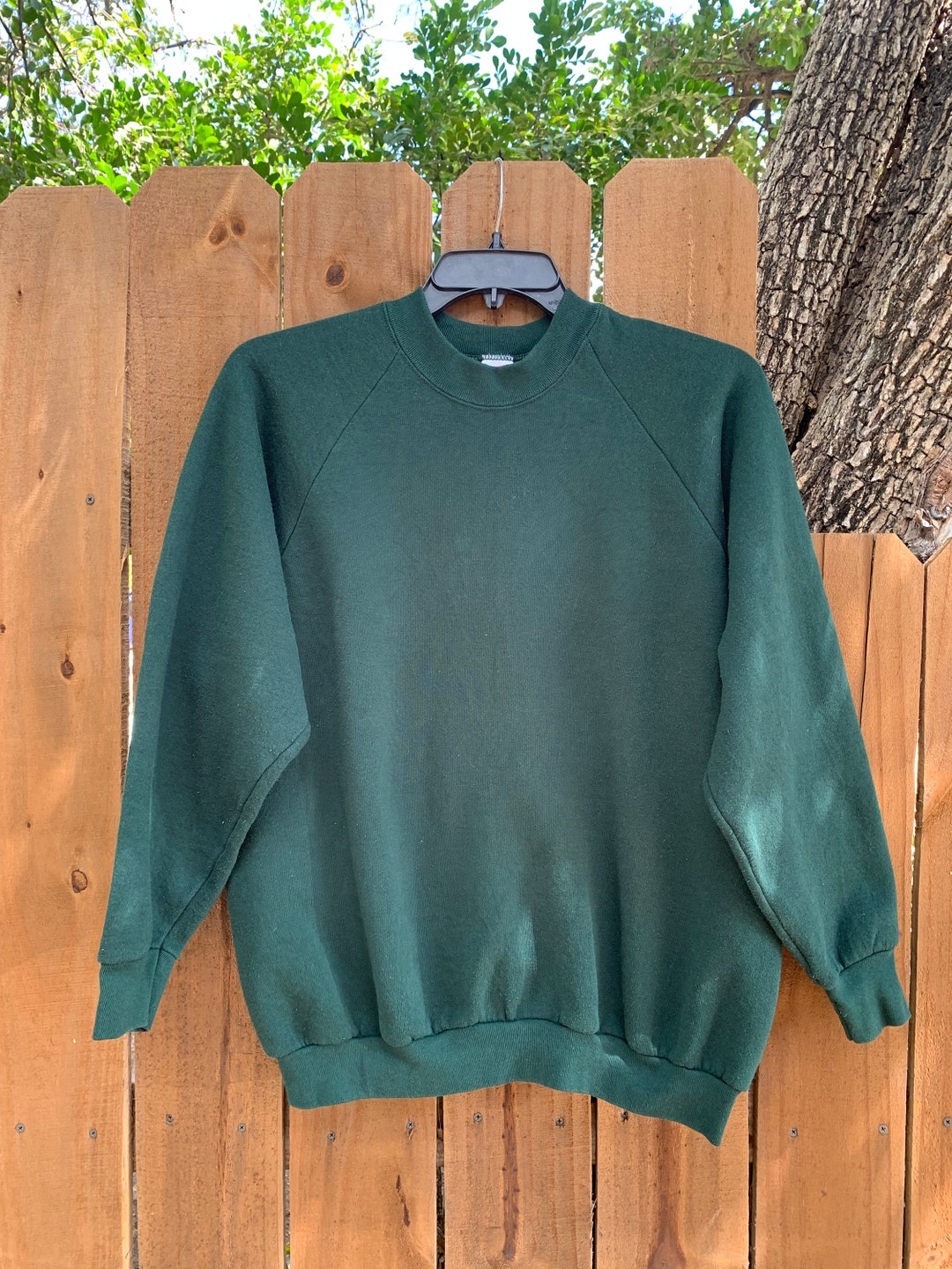 Sweat-shirt vert émeraude uni vintage des années 90 pour femme