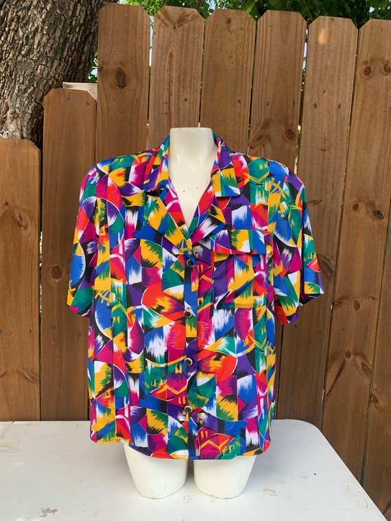 90’s Vintage Colorful Ladies blouse by Jordan, Vin