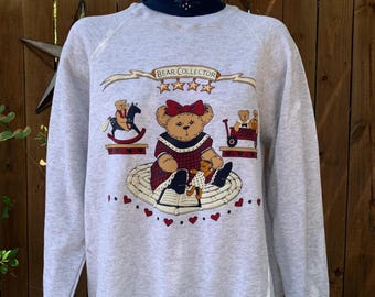 ま*☆様 SPUMONI BY FRANKO くまさんスウェット USA製 80 Vintage Christmas Spumoni by Franco Teddy Collared Sweatshirt Size