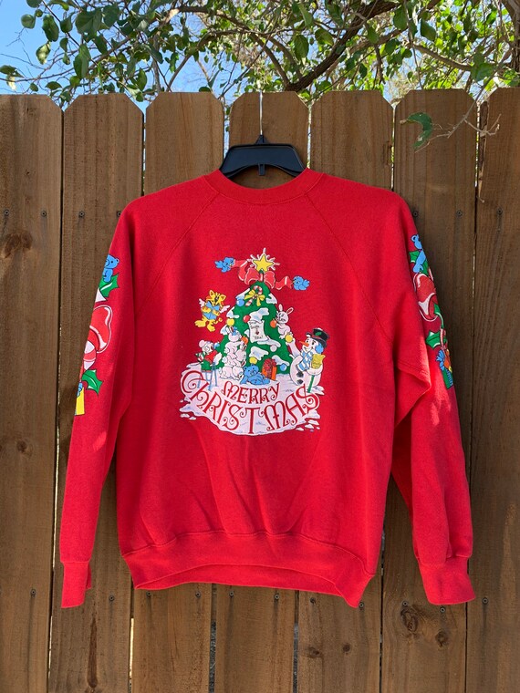 Vintage 80s “Merry Christmas” all over print swea… - image 2