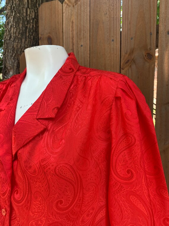 70s Vintage Bryn Mawr by Bobbie Brooks red blouse… - image 5